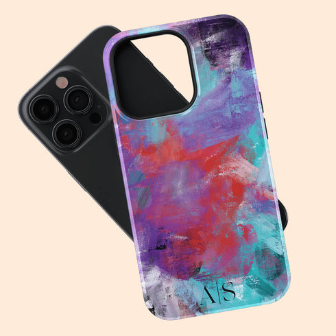 Colorful Abstract Oil Paint Custom Initials iPhone Case